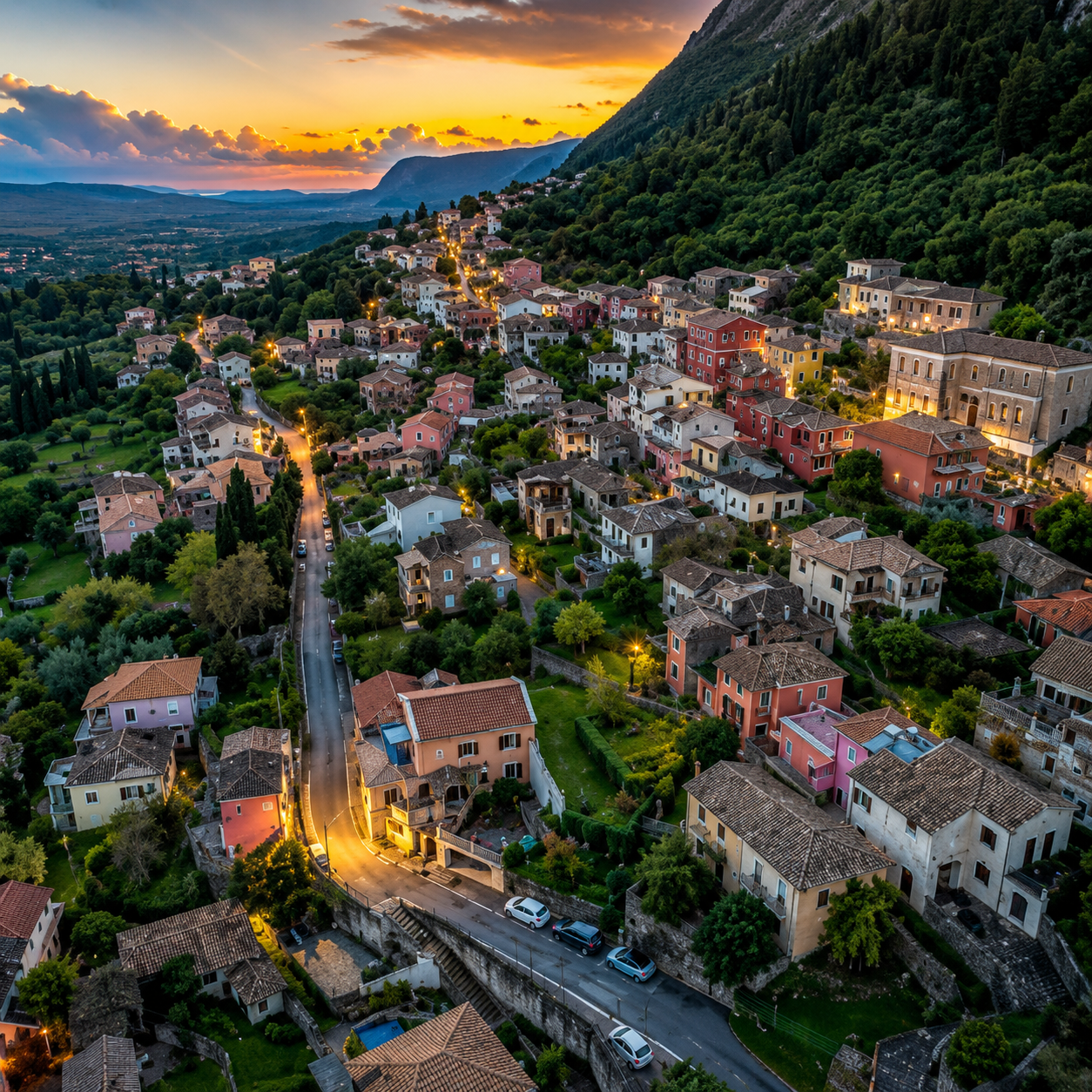 Panoramic view of Ano Korakiana village