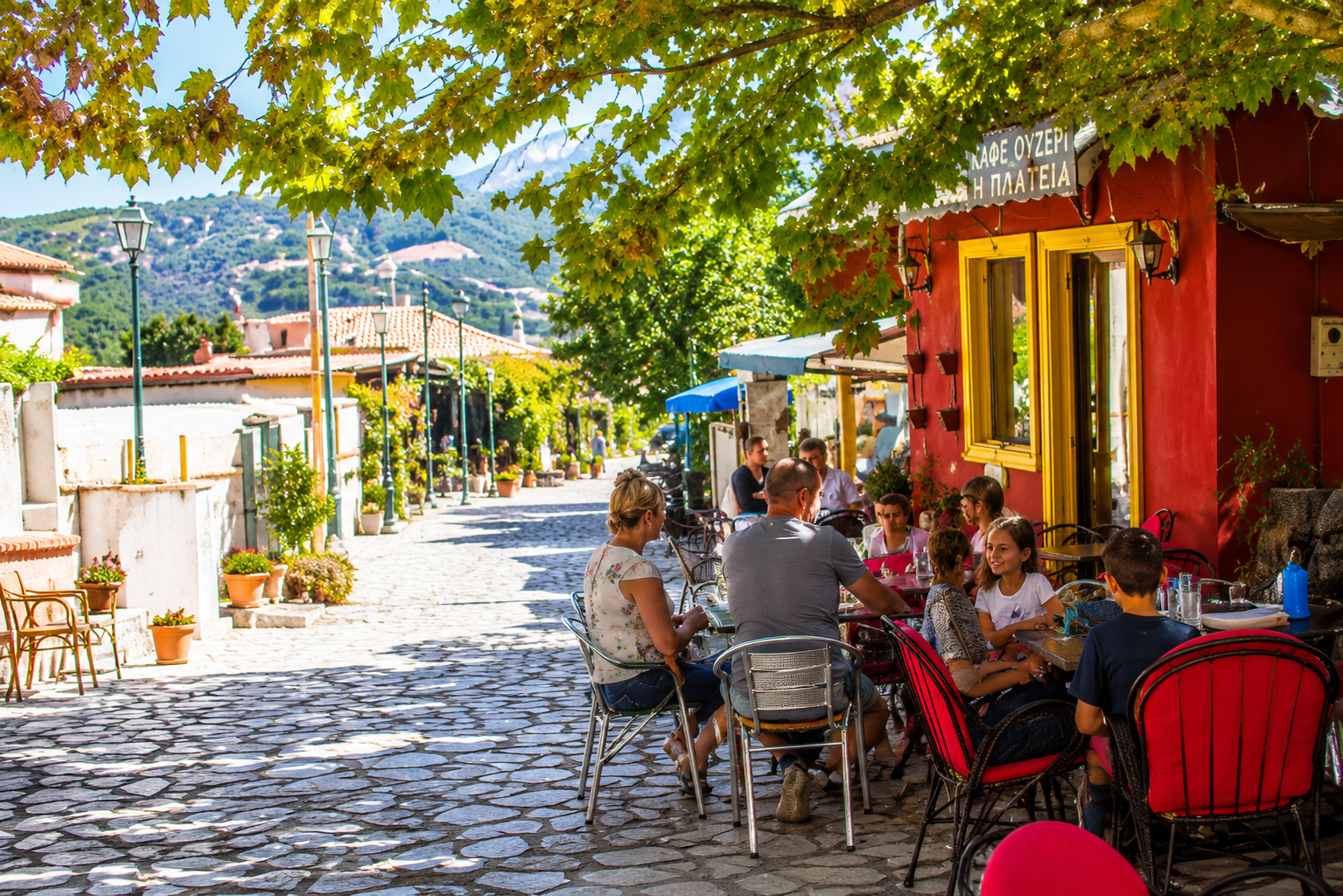 Elegant terrace overlooking the village