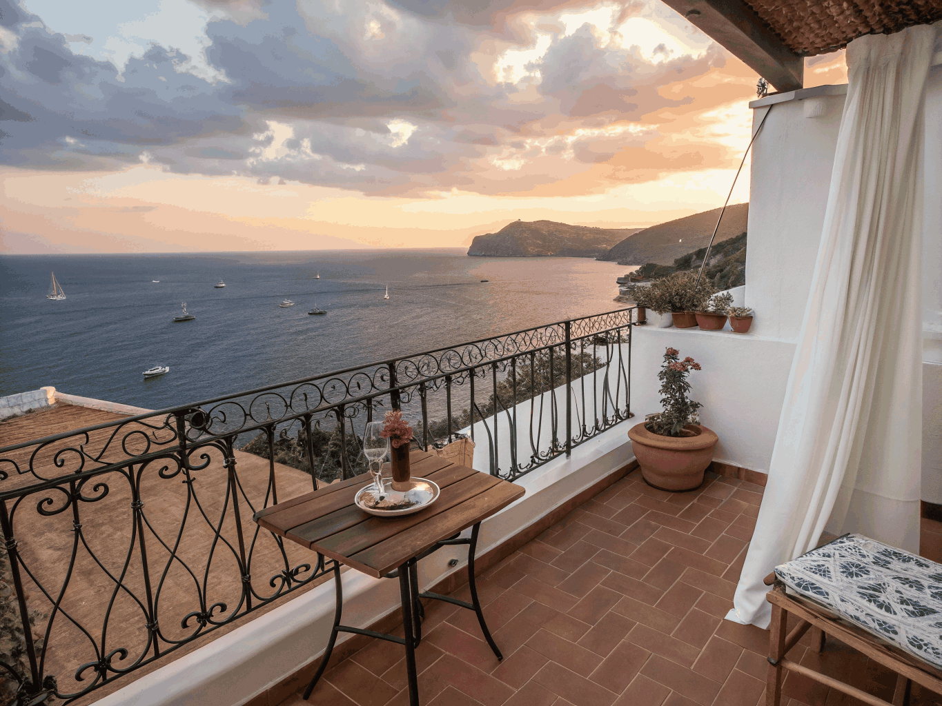 Elegant terrace overlooking the village